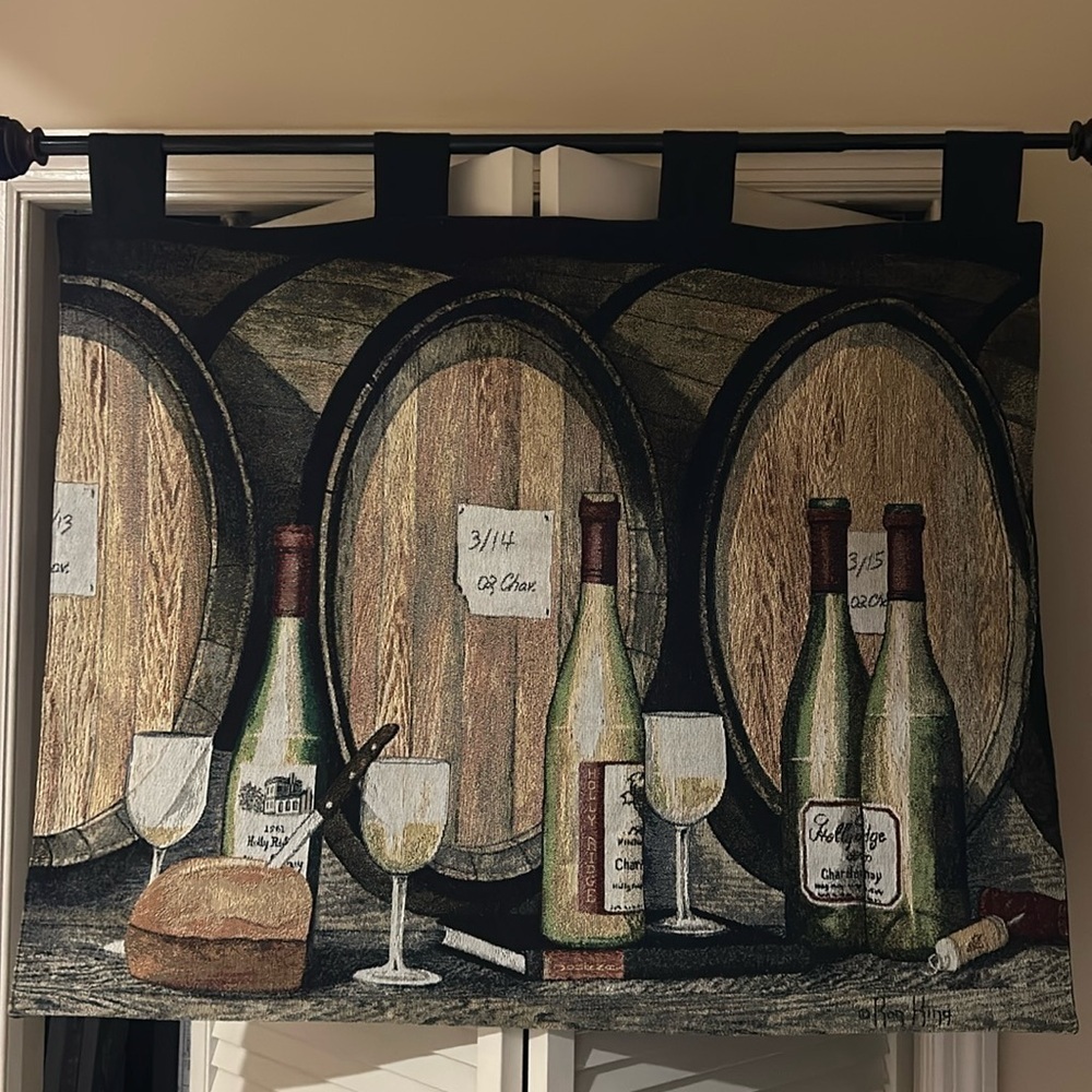 Wine tapestry wall hanging.